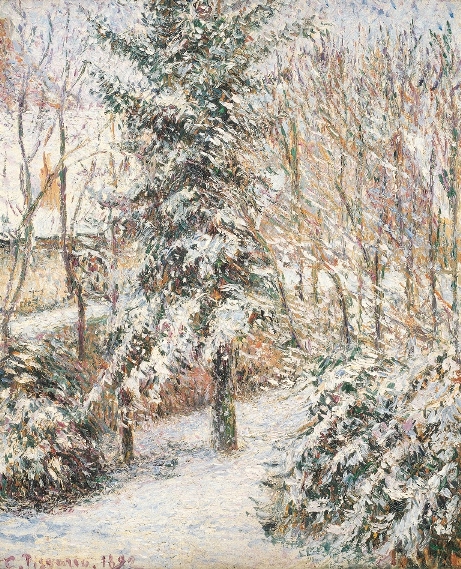 Corner in the Garden, Snow, Éragny, 1892,  oil on canvas 