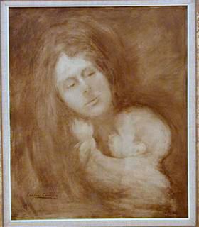 Maternity, Woman and Child, oil on canvas