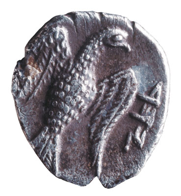  מטבע יהודי שהוטבע בירושלים עבור פחוות יהד (יהודה), התקופה הפרסית, מאה ד' לפנה"ס