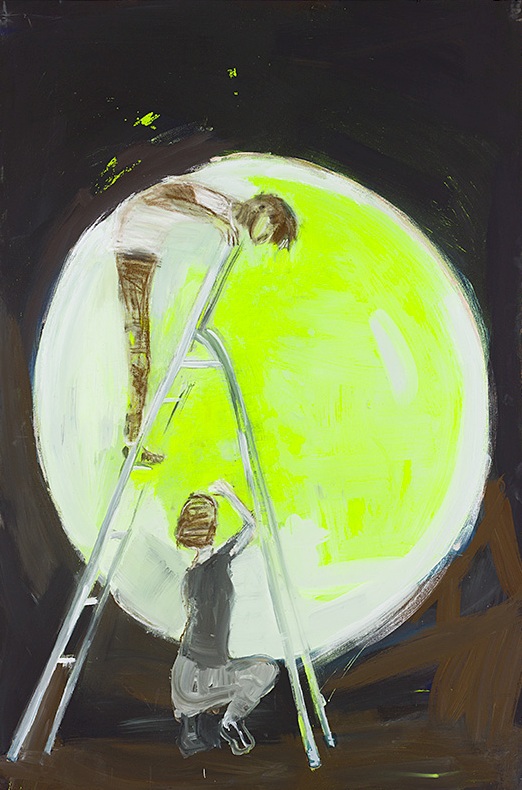 יונתן גולד, ללא כותרת, 2014, שעווה ופיגמנט על בד, 129X180 ס"מ