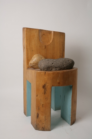 Construction, wood, stone, basalt and paint, 1982, 52X46X97