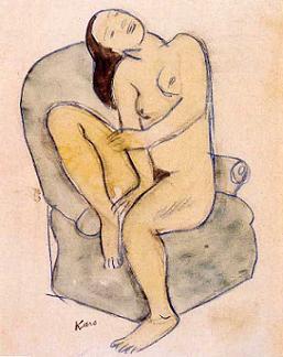 George Kars (Karps), The Green Armchair, 1912, drawing and watercolor, 23x30 cm.