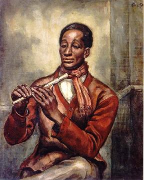 Roman Kramsztyk, The Negro Musician, oil on canvas, 100x81 cm.