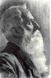 ראש איש בעל זקן, 1909 , גיר שחור לבן 