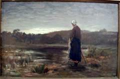 Fisherwoman in the Landscape, ca., oil on canvas 