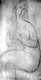 Seated Young Nude, Tending her Hair, 1916-1917, pencil 