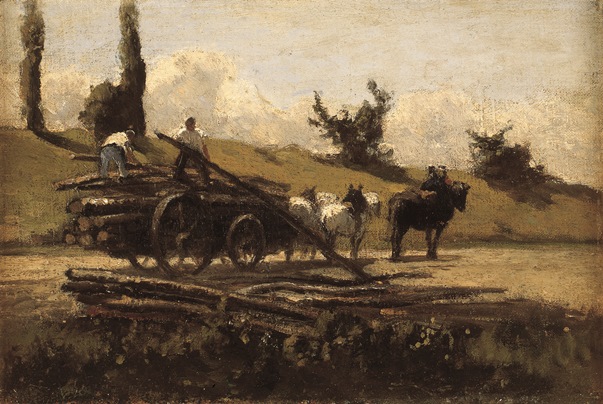 עגלה עם עצים, 1863, שמן על בד