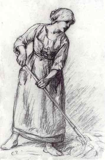 Peasant Woman with a Pitchfork, ca.1880, pencil on paper 