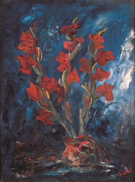 זר גלדיולות אדומות, 1919, שמן על בד